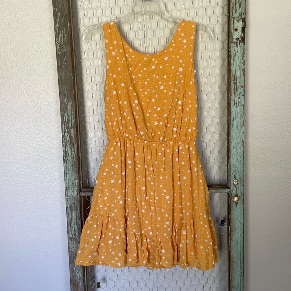 Everly mustard yellow and white stars knee-length dress